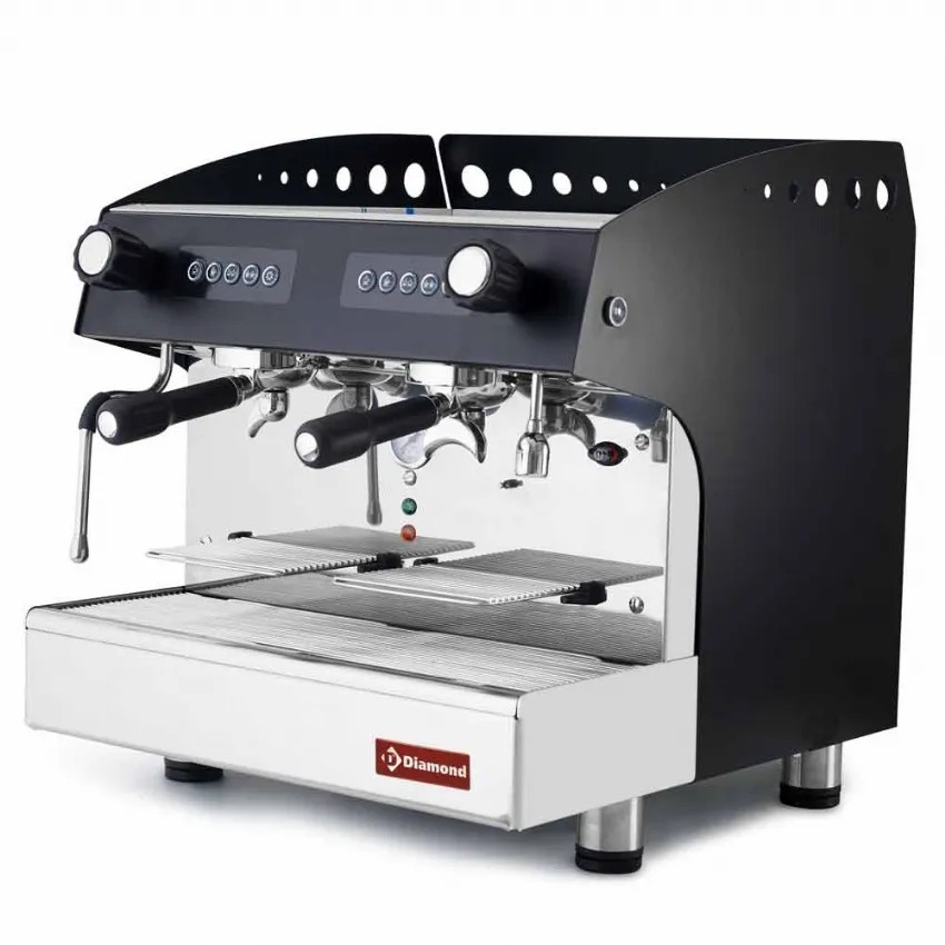 Machine à café 2 groupes semi-automatique noir avec adoucisseur