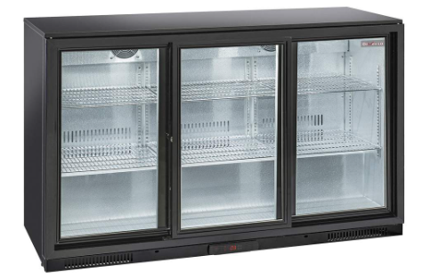 Refroidisseur de bouteilles "arrière bar" ventilé, 3 portes vitrées coulissantes