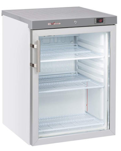 Frigo ventilé, porte vitrée, 200 Litres - blanc