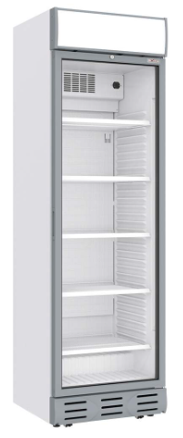Vitrine ventilée positive 382 litres BLANCHE avec caisson lumineux