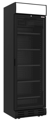Vitrine ventilée positive 382 litres NOIRE avec caisson lumineux