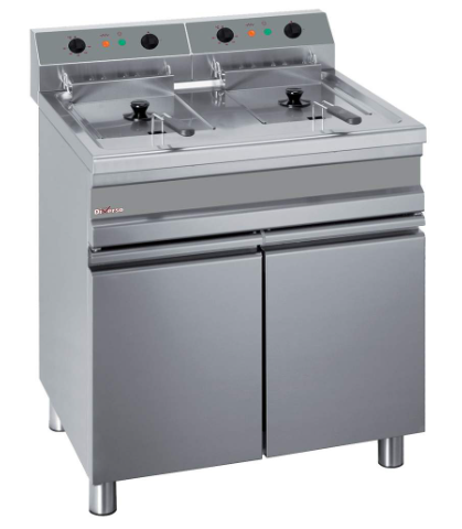 Friteuse électrique 2 cuves de 14 litres sur armoire