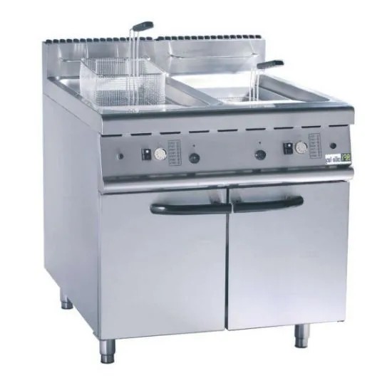 Friteuse gaz professionnelle sur coffre 2 cuves de 20 litres