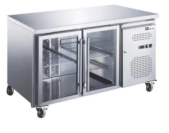 Table réfrigérée tropicalisée inox 2 portes vitrée 282 l positive