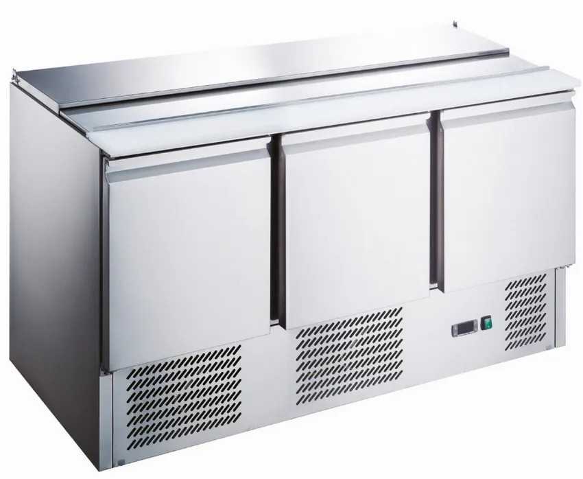 Table réfrigérée saladette professionnelle positive inox - 3 portes