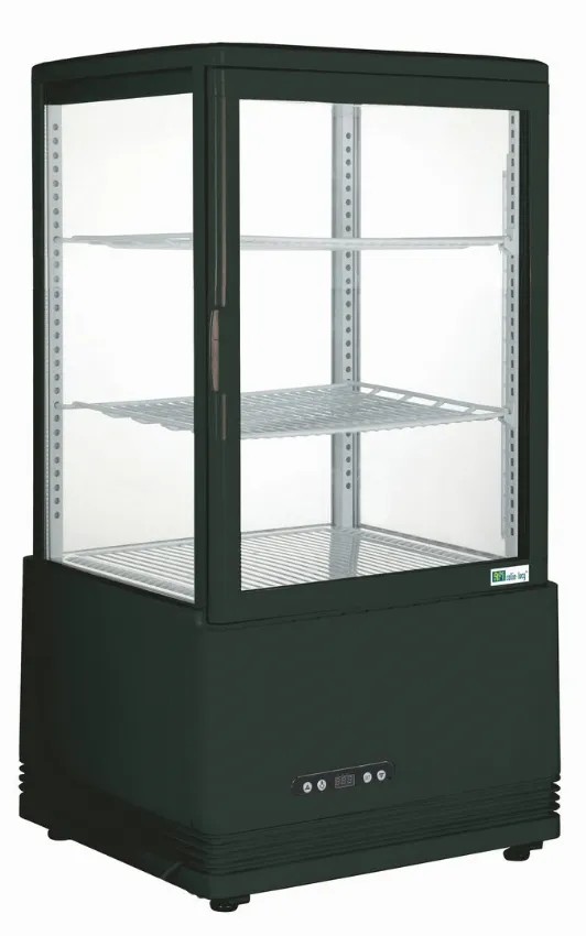 Vitrine à poser noir froid positif ventilé 2 étages 58 litres