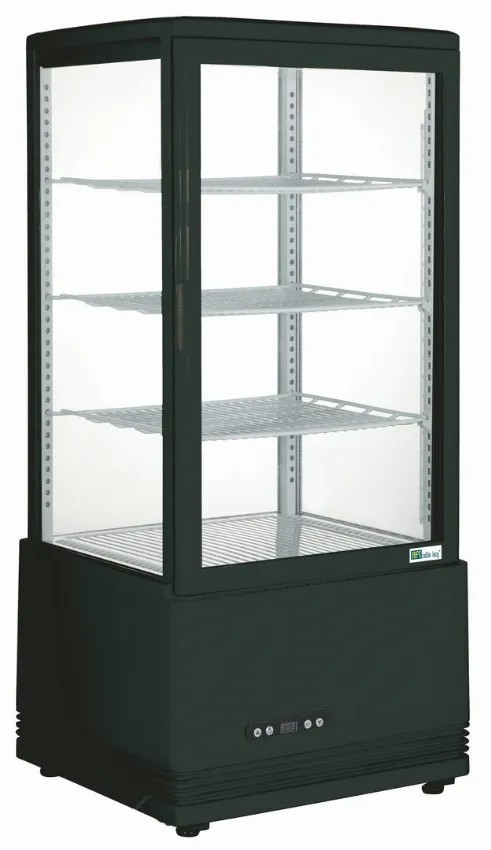 Vitrine à poser noir froid positif ventilé 3 étages 78 litres