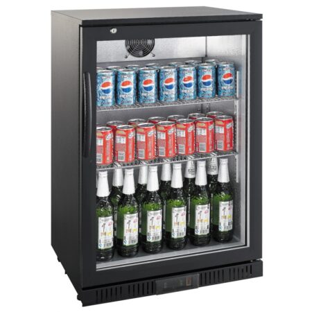 Arrière-bar réfrigéré professionnel 1 porte vitrée battante 128L noir